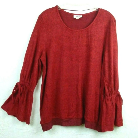 Style&co. Sweaters - Style&Co Fleece Sweater XL Red Long Bell Sleeve